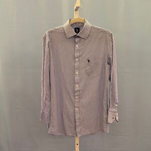 U.S. Polo Assn. Men's Pinstripe Button-Down Shirt - Black and White